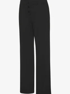 Pantalon détente en matière douce avec jambes droites et patte de boutonnage