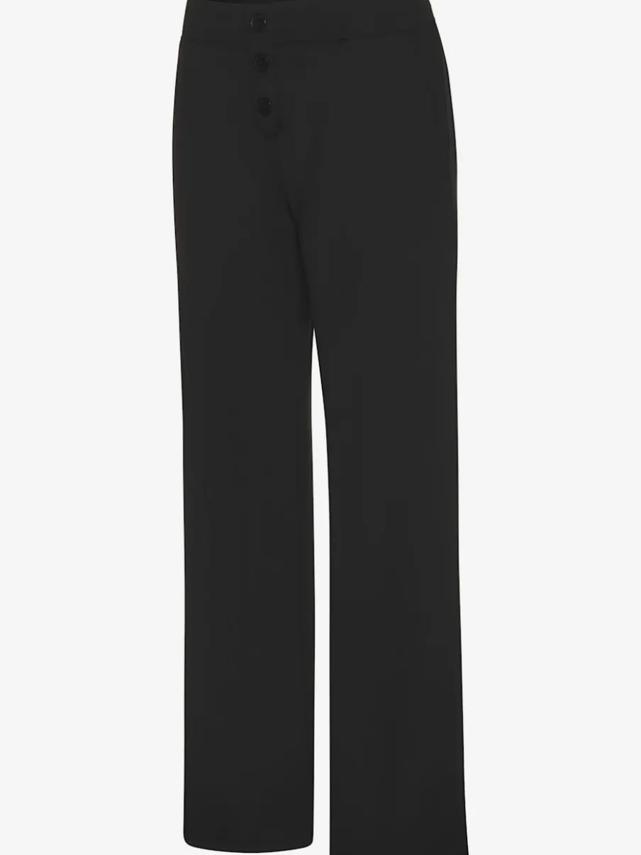 Pantalon détente en matière douce avec jambes droites et patte de boutonnage
