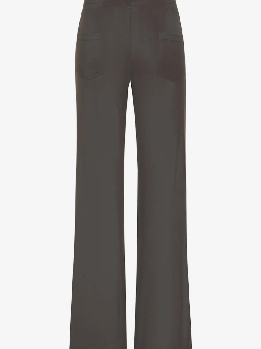 Pantalon détente en matière douce avec jambes droites et patte de boutonnage