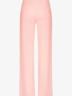 Pantalon détente en matière douce avec jambes droites et patte de boutonnage