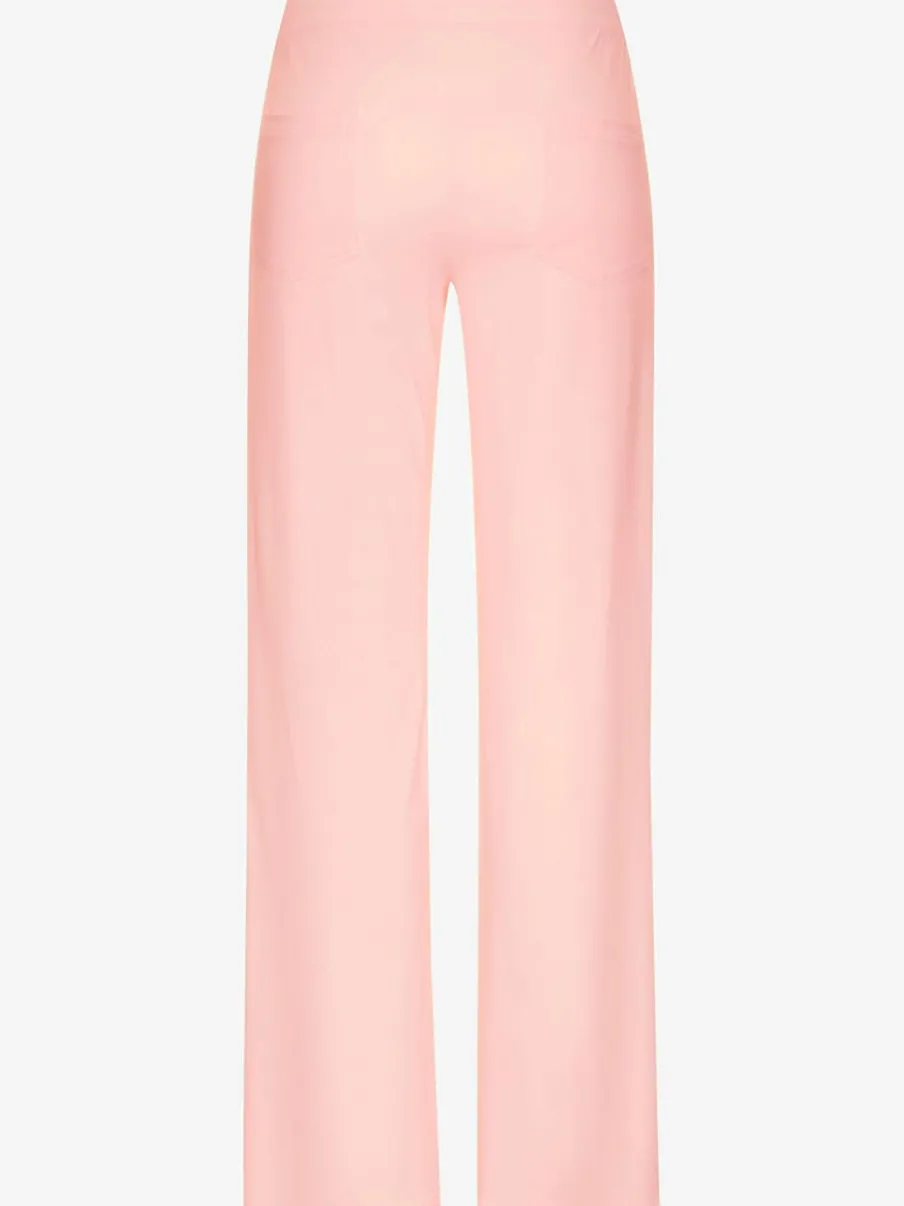 Pantalon détente en matière douce avec jambes droites et patte de boutonnage