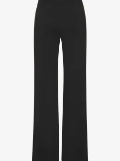 Pantalon détente en matière douce avec jambes droites et patte de boutonnage