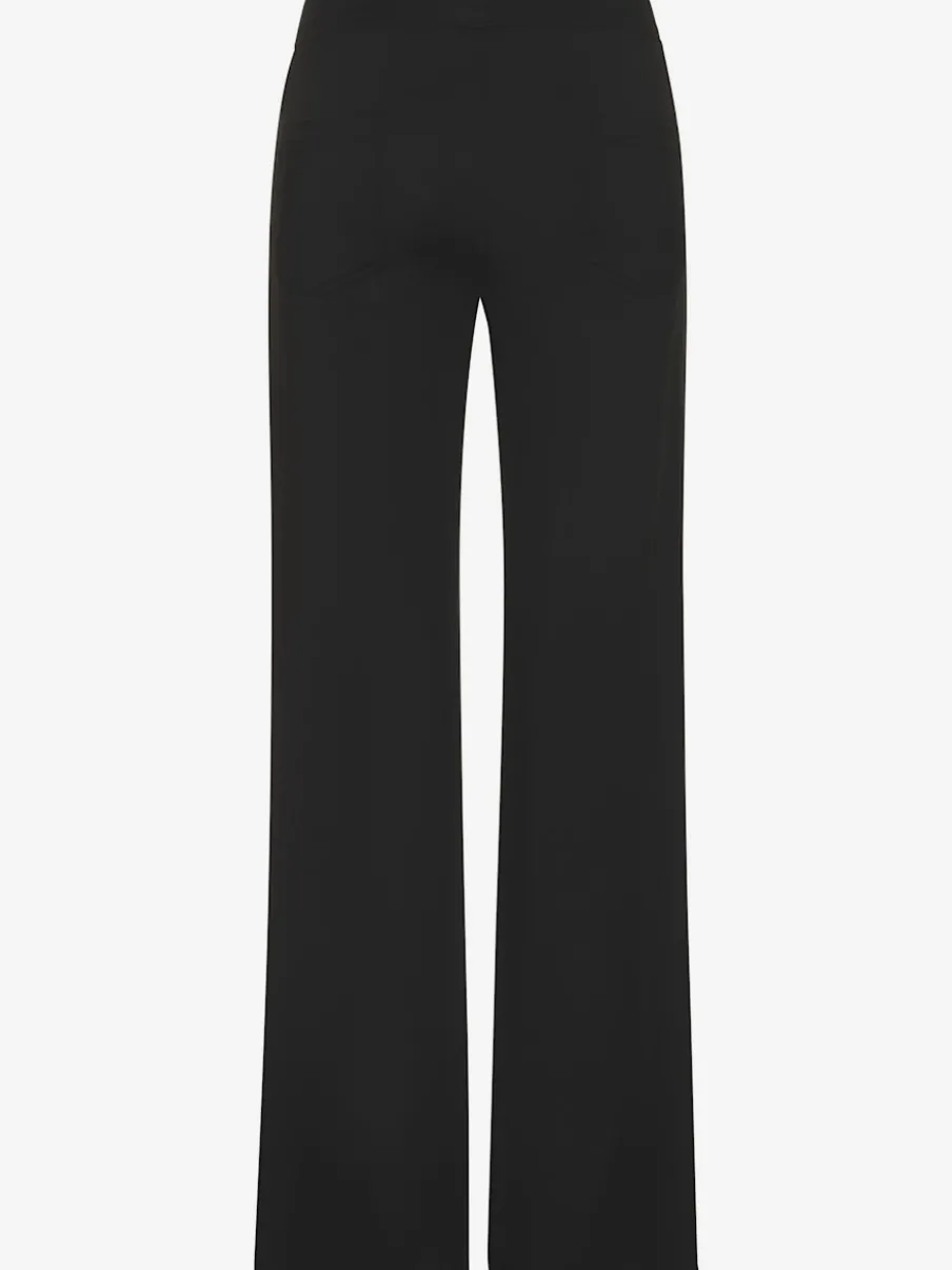 Pantalon détente en matière douce avec jambes droites et patte de boutonnage