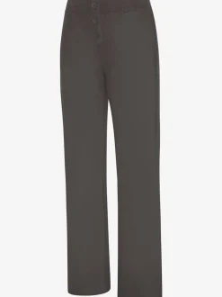 Pantalon détente en matière douce avec jambes droites et patte de boutonnage
