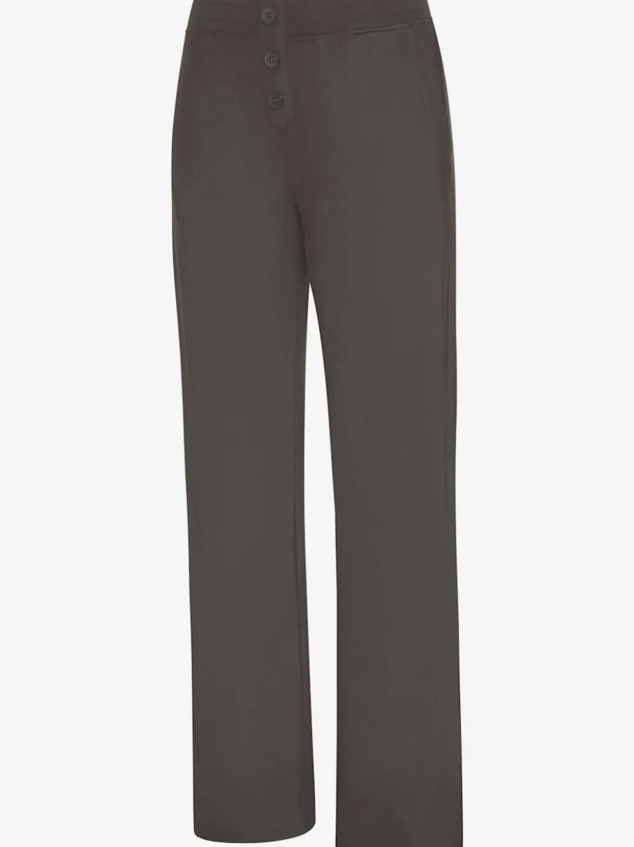 Pantalon détente en matière douce avec jambes droites et patte de boutonnage