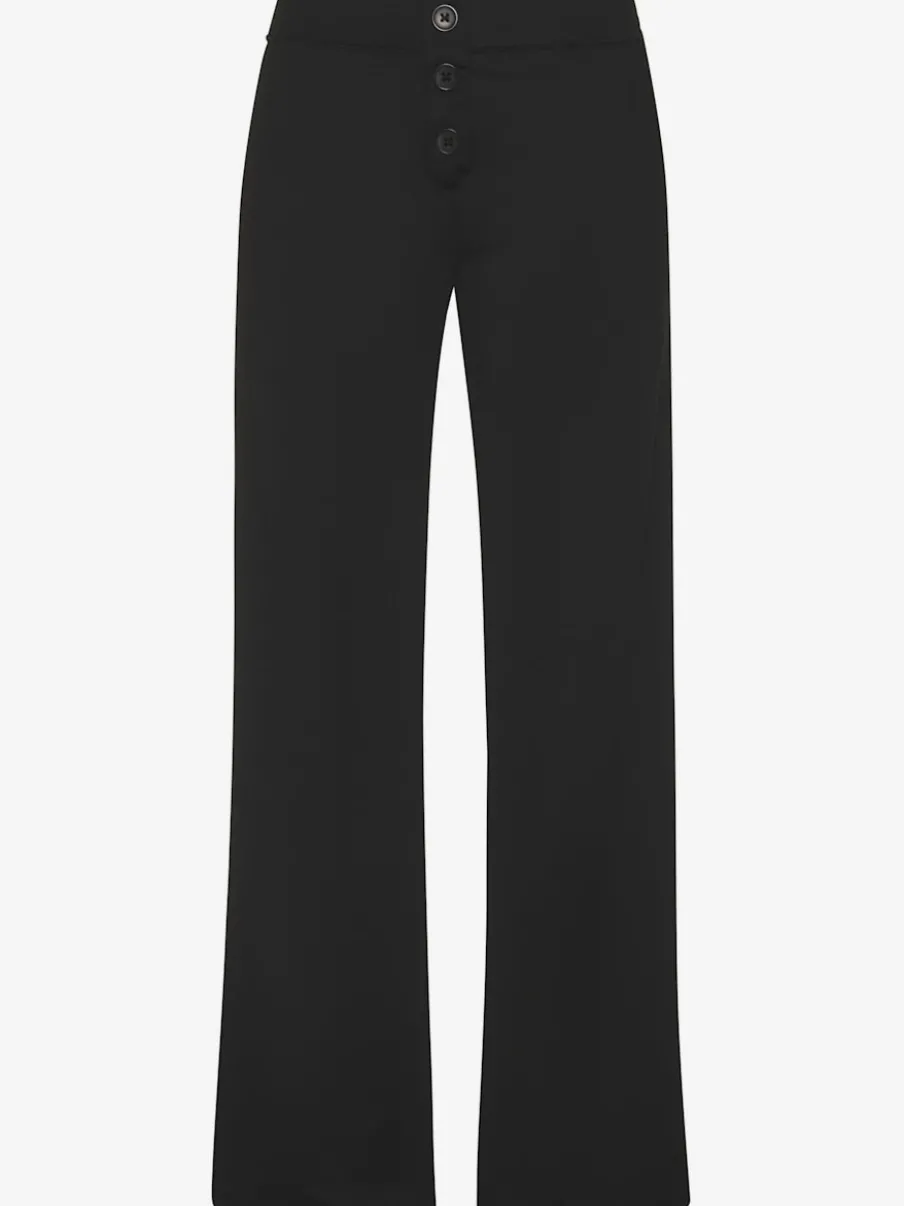 Pantalon détente en matière douce avec jambes droites et patte de boutonnage