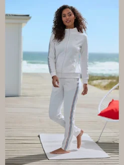 Pantalon détente à rayures latérales avec ceinture élastique et poches