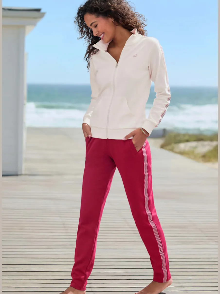 Pantalon détente à rayures latérales avec ceinture élastique et poches