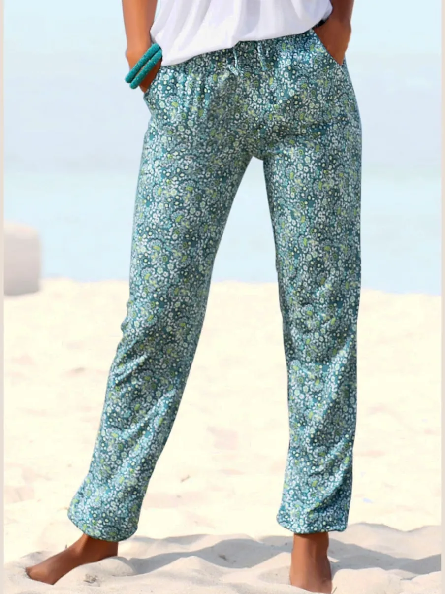 Pantalon d'été en viscose avec élastique et poches