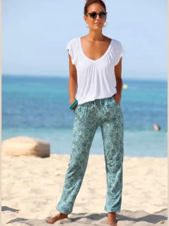 Pantalon d'été en viscose avec élastique et poches