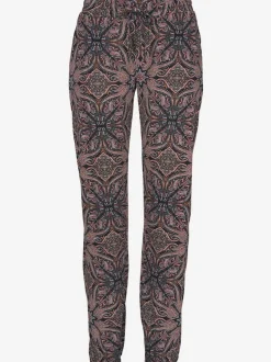 Pantalon d'été imprimé avec ceinture smockée et jambes droites