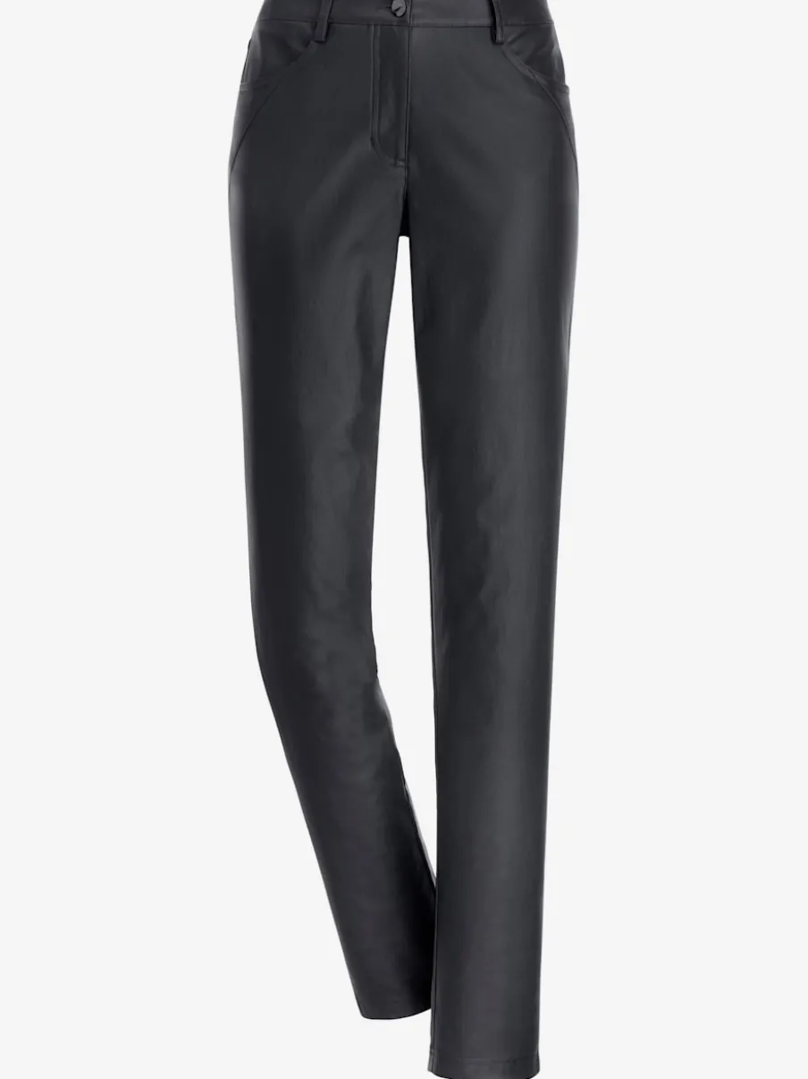 Pantalon effet enduit à quatre poches et passants