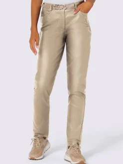 Pantalon effet enduit à quatre poches et passants