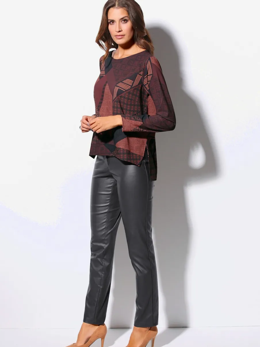 Pantalon effet enduit à quatre poches et passants