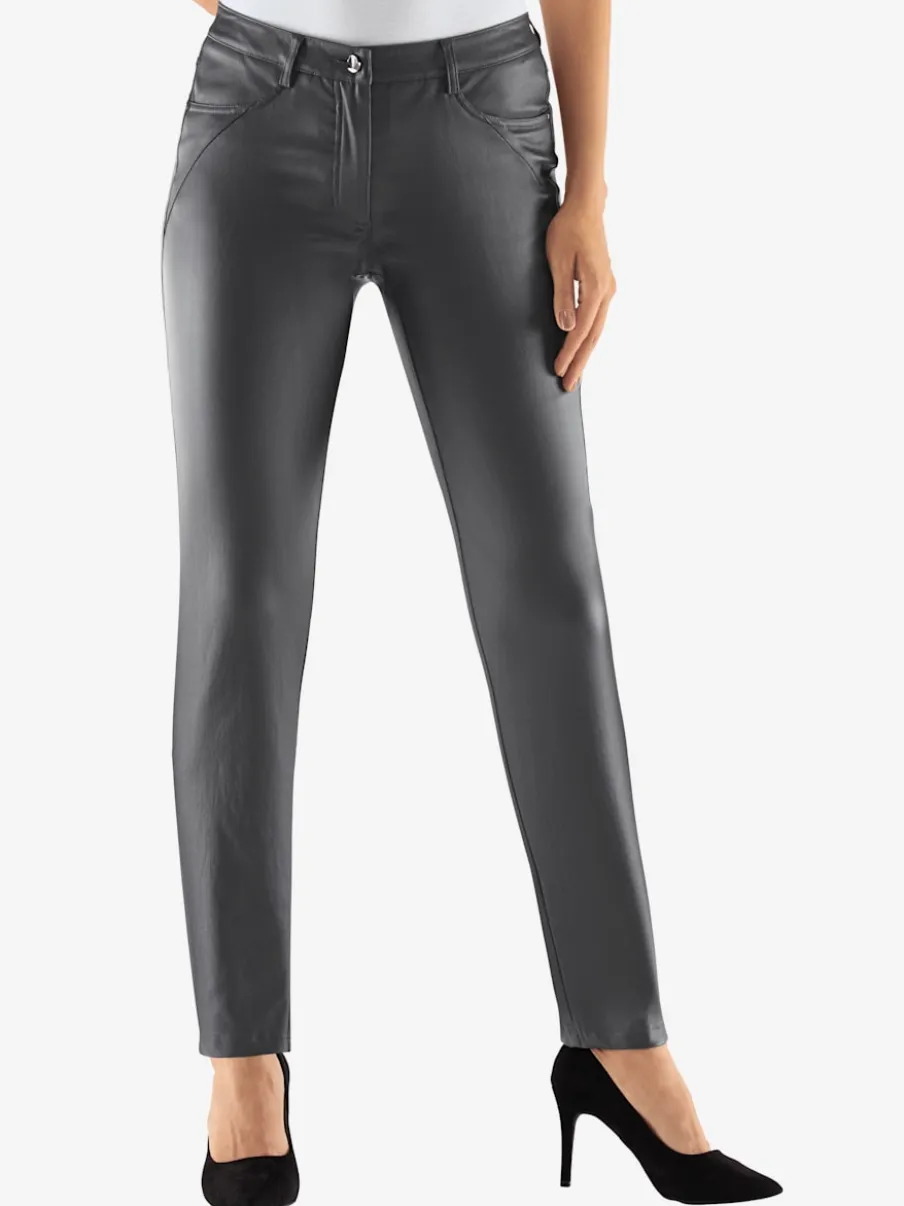 Pantalon effet enduit à quatre poches et passants