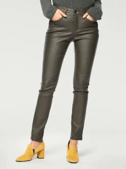 Pantalon effet ventre plat avec coupe skinny et brillance raffinée