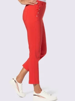 Pantalon en bengaline 7/8 avec ceinture élastique et poches argent