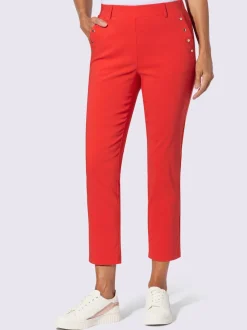 Pantalon en bengaline 7/8 avec ceinture élastique et poches argent
