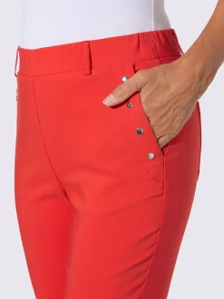 Pantalon en bengaline 7/8 avec ceinture élastique et poches argent