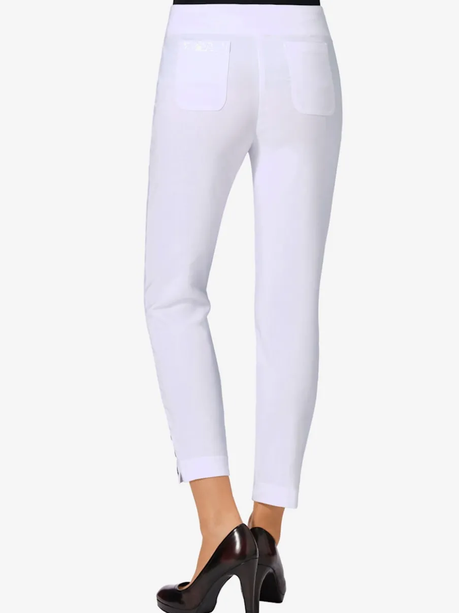 Pantalon 7/8 en bengaline extensible avec poches décoratives