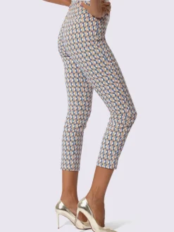 Pantalon en bengaline à motif graphique très extensible et ceinture élastique intégrée