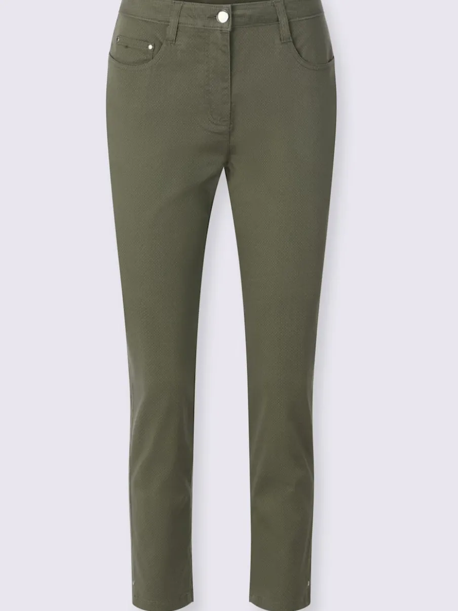 Pantalon 7/8 en coton à 5 poches et détails rivetés