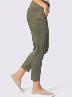 Pantalon 7/8 en coton à 5 poches et détails rivetés