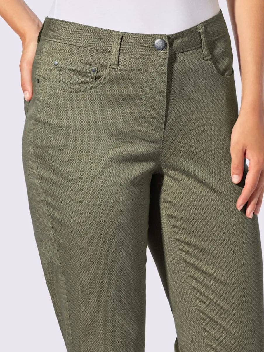 Pantalon 7/8 en coton à 5 poches et détails rivetés