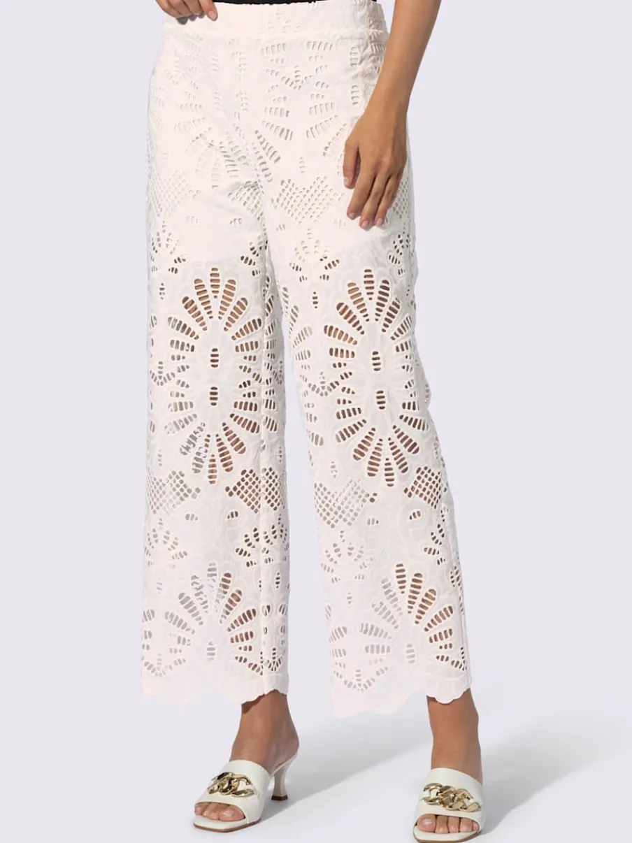 Pantalon en dentelle ajourée avec ceinture élastique