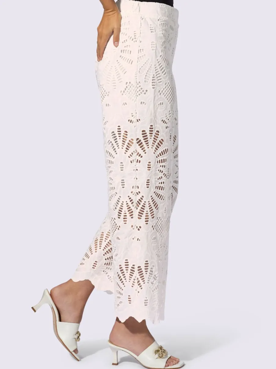 Pantalon en dentelle ajourée avec ceinture élastique