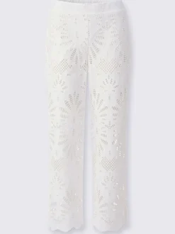 Pantalon en dentelle ajourée avec ceinture élastique