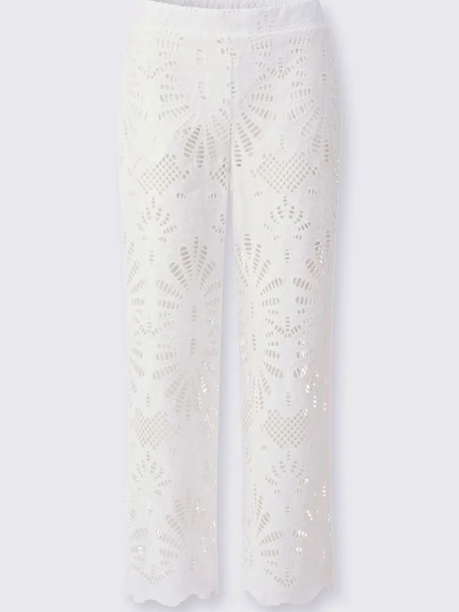 Pantalon en dentelle ajourée avec ceinture élastique