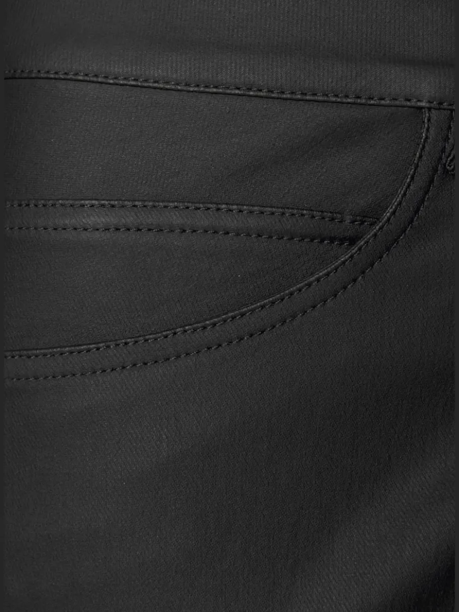 Pantalon en imitation cuir skinny avec poches décoratives et ceinture à glissière