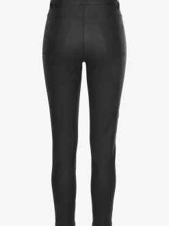 Pantalon en imitation cuir skinny avec poches décoratives et ceinture à glissière