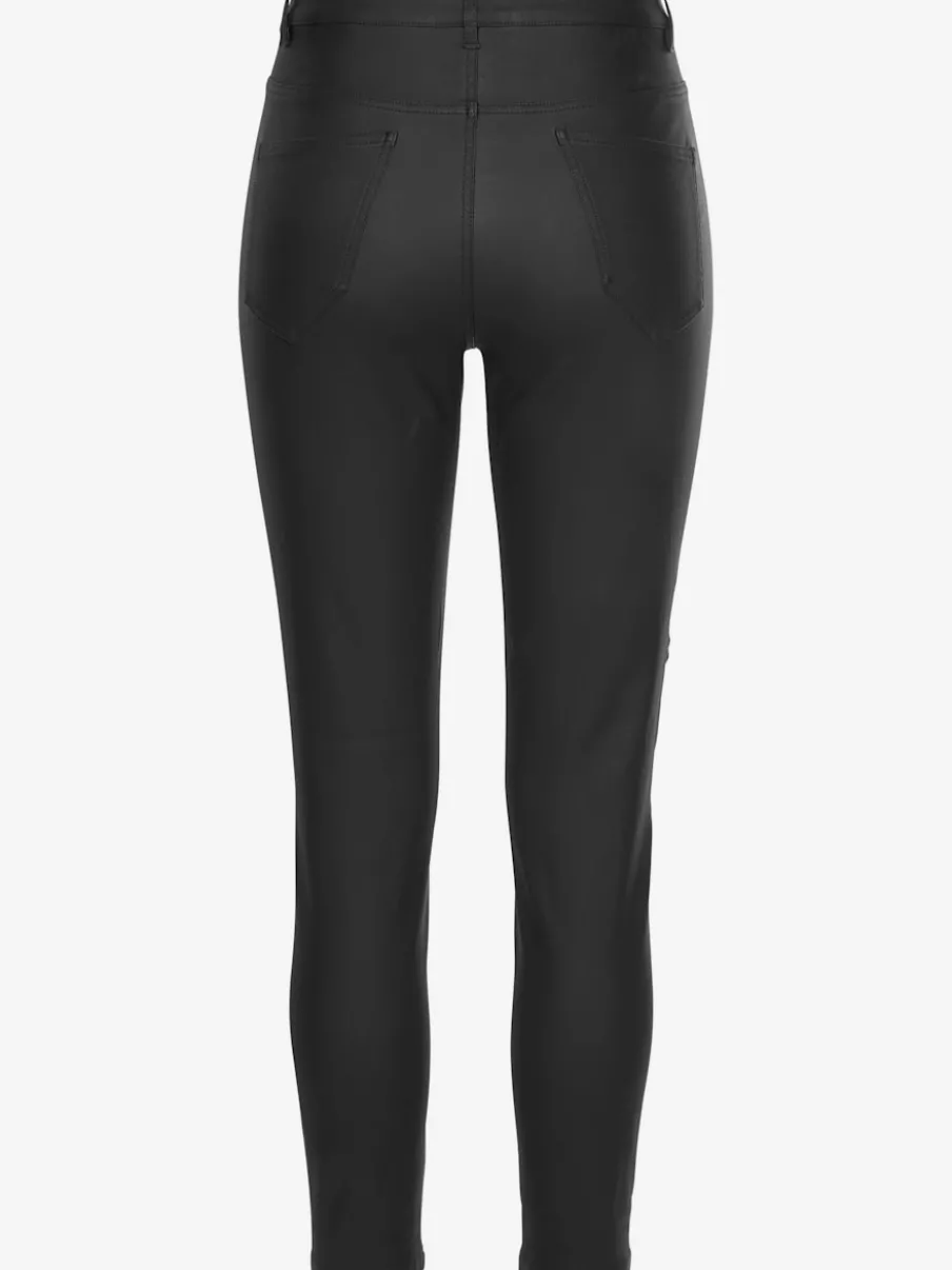 Pantalon en imitation cuir skinny avec poches décoratives et ceinture à glissière