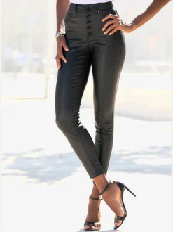 Pantalon en imitation cuir slim avec poches avant