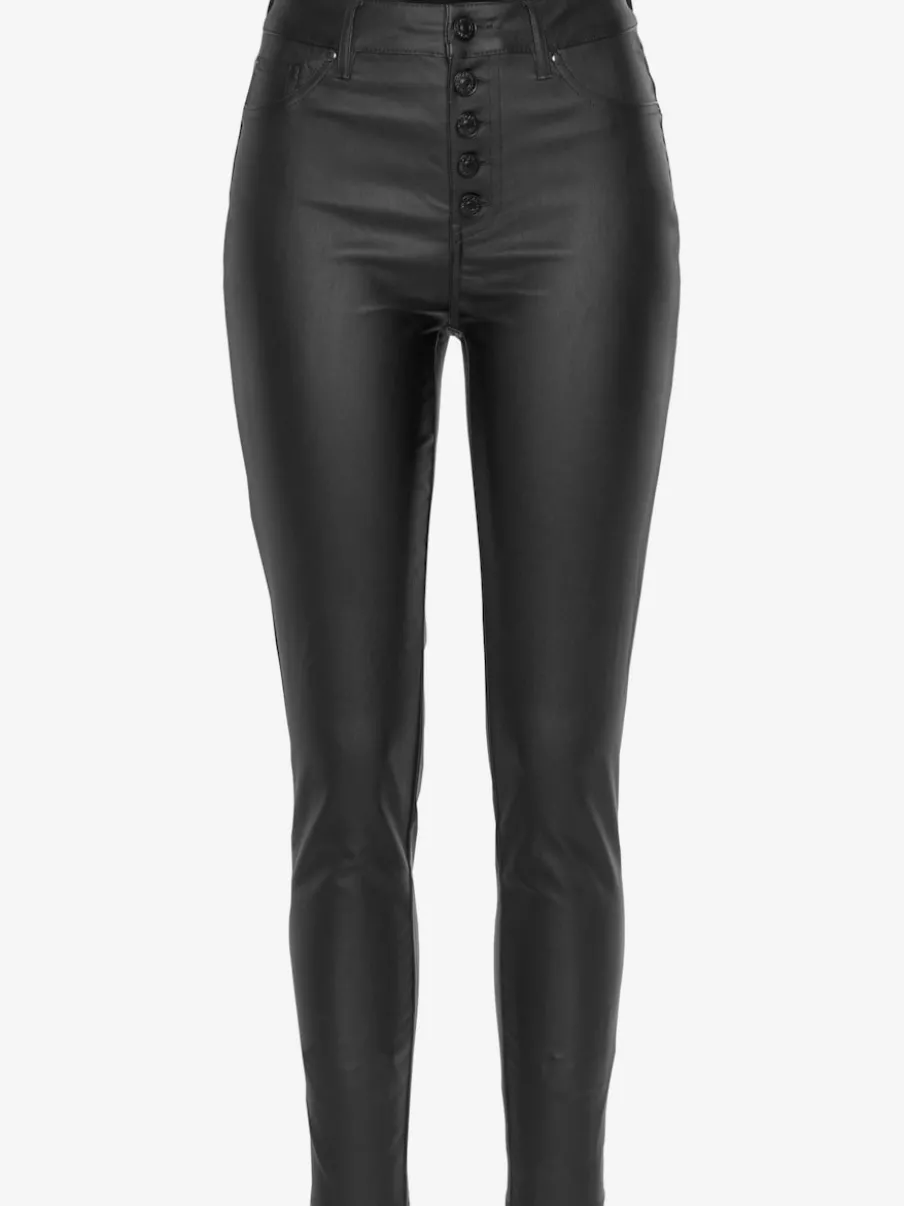 Pantalon en imitation cuir slim avec poches avant