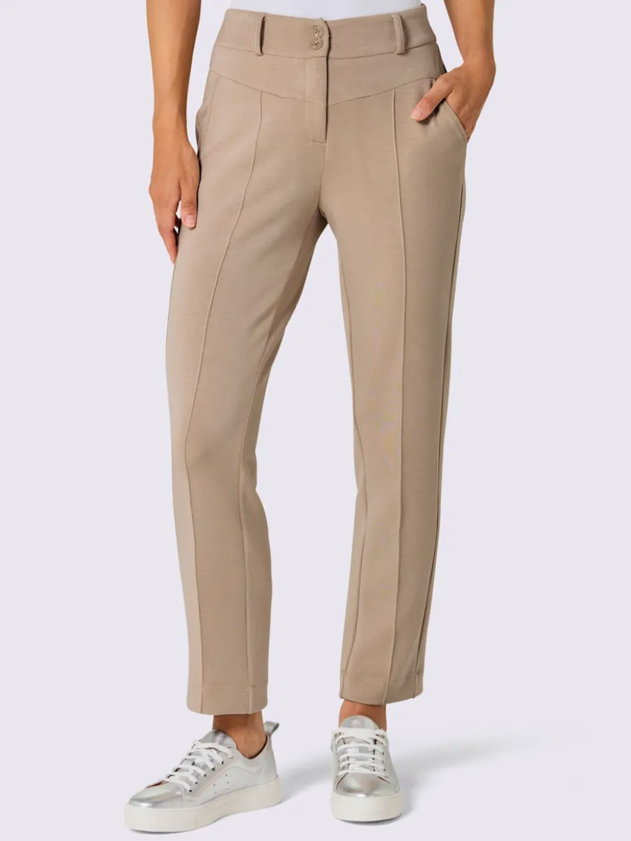 Pantalon en jersey avec ceinture élastique et nervures piquées