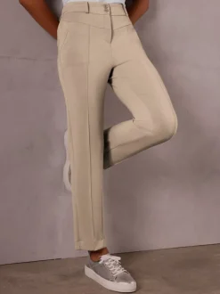 Pantalon en jersey avec ceinture élastique et nervures piquées
