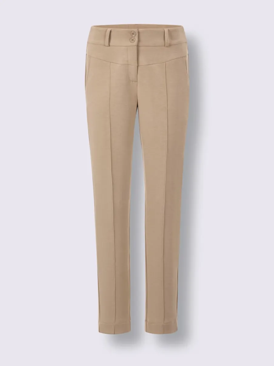 Pantalon en jersey avec ceinture élastique et nervures piquées