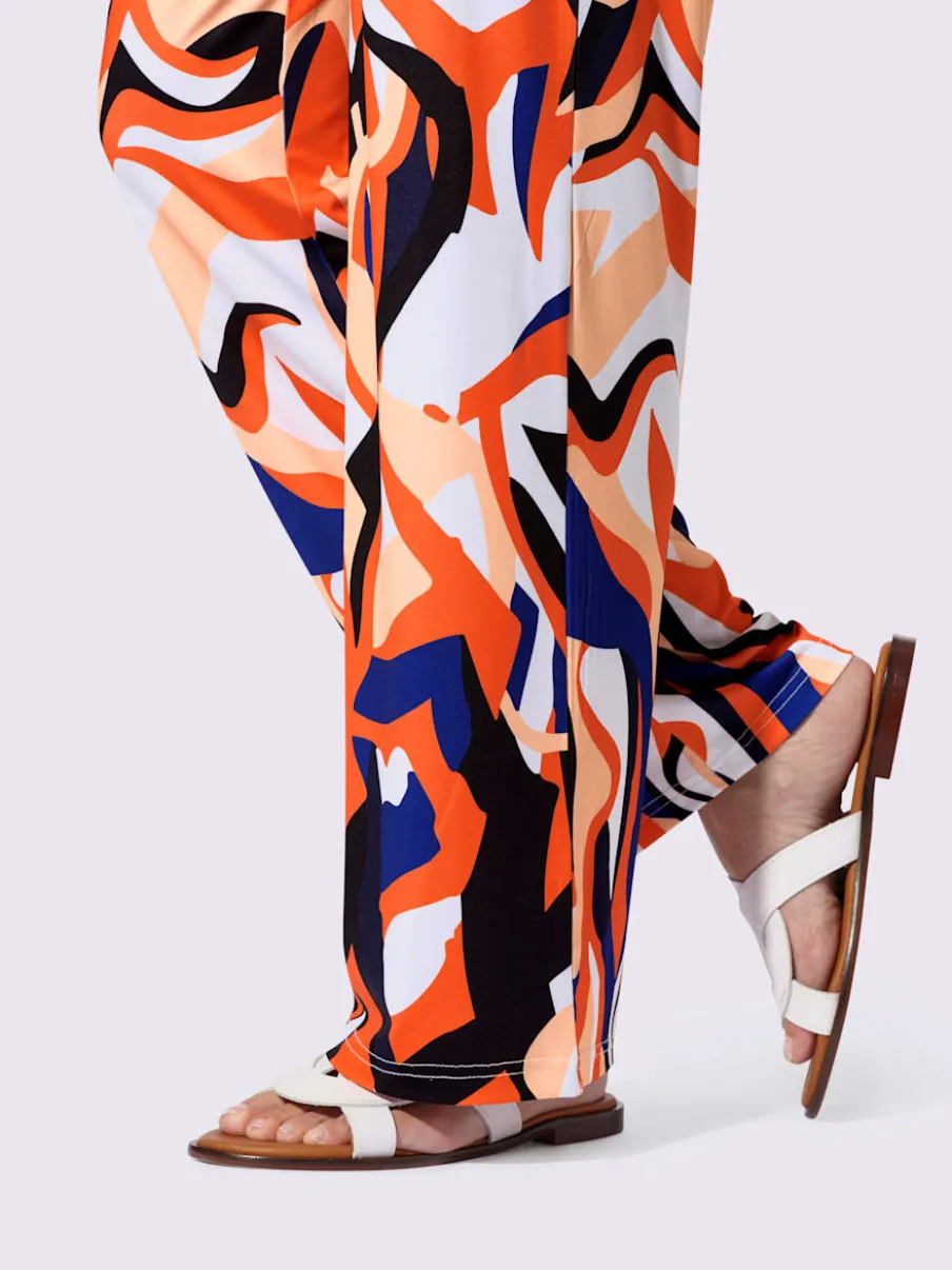 Pantalon en jersey avec motif graphique et poches latérales
