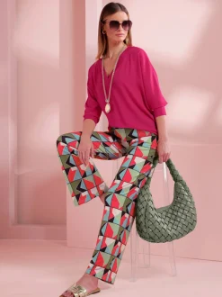 Pantalon en jersey avec motif géométrique et poches latérales