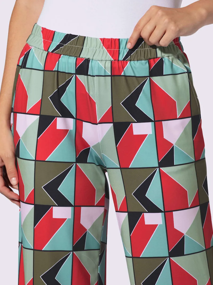 Pantalon en jersey avec motif géométrique et poches latérales