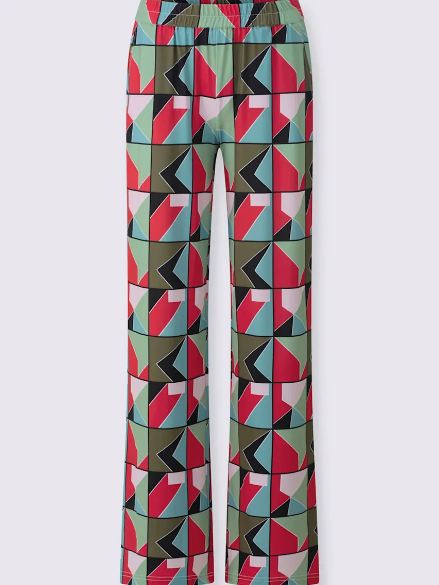 Pantalon en jersey avec motif géométrique et poches latérales