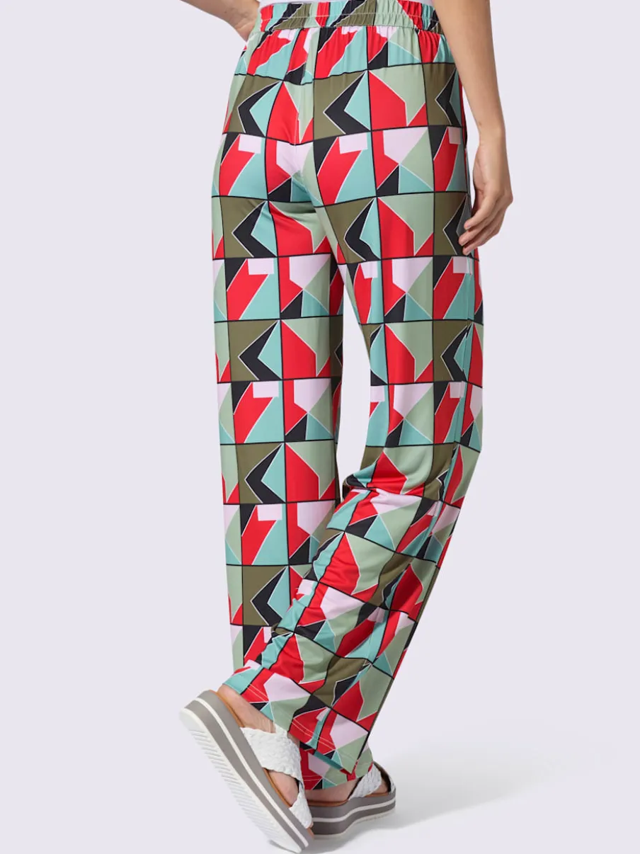 Pantalon en jersey avec motif géométrique et poches latérales
