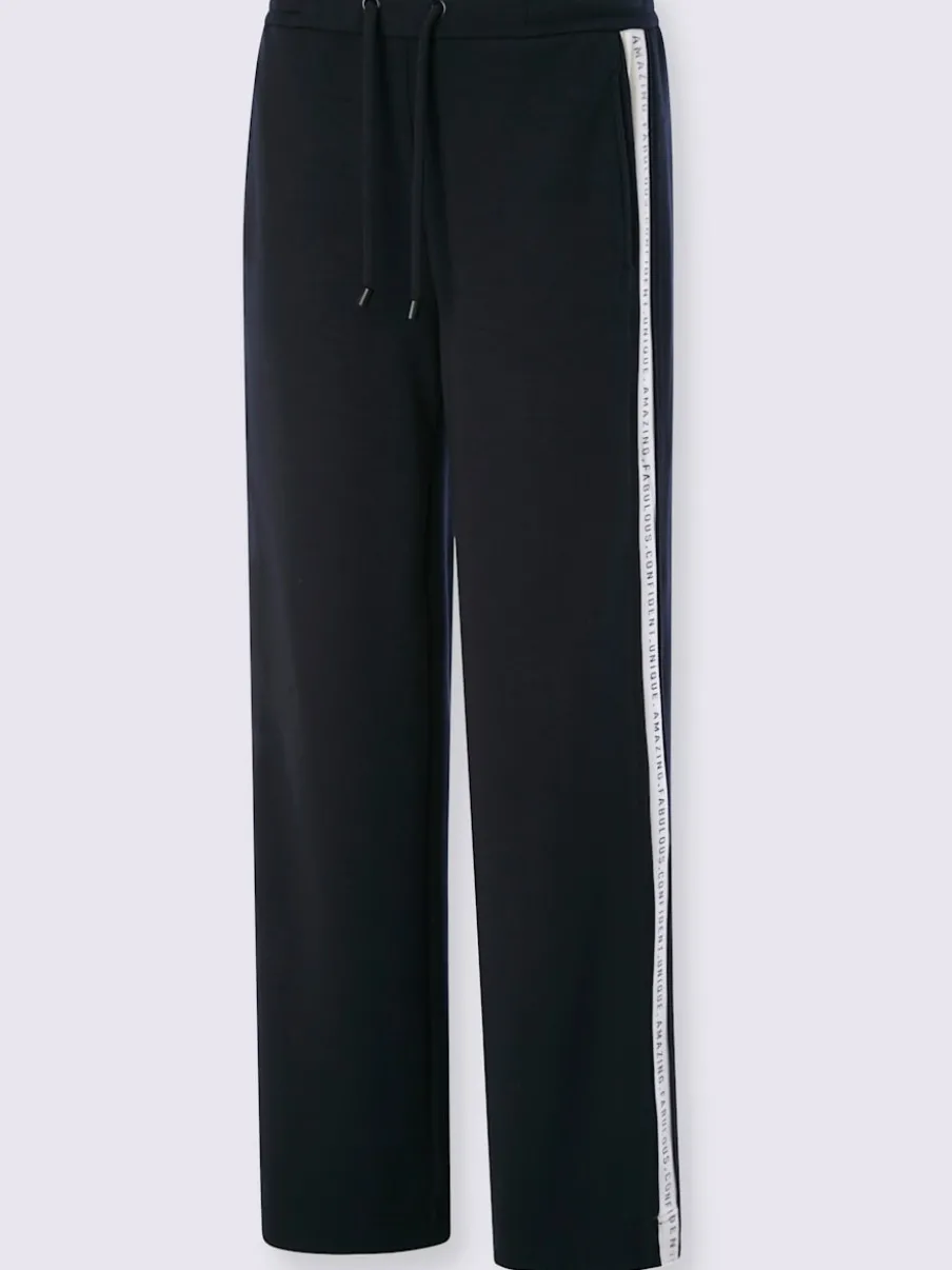 Pantalon en jersey avec rayures contrastées et poches latérales
