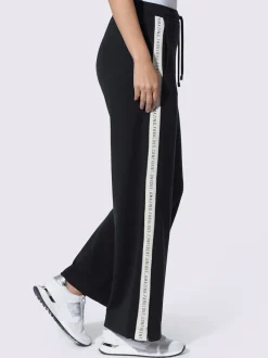 Pantalon en jersey avec rayures contrastées et poches latérales