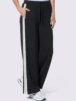 Pantalon en jersey avec rayures contrastées et poches latérales