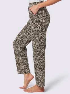 Pantalon en jersey fin avec imprimé animal et ceinture douce