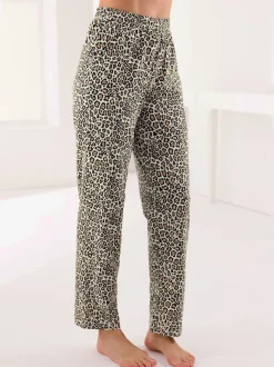 Pantalon en jersey fin avec imprimé animal et ceinture douce